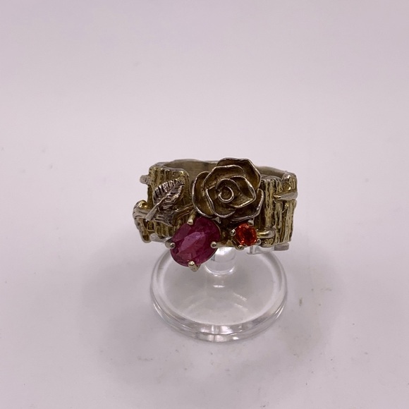✨ Elegant Silver and Pink Rose Ring size 8.5 - Picture 2 of 7